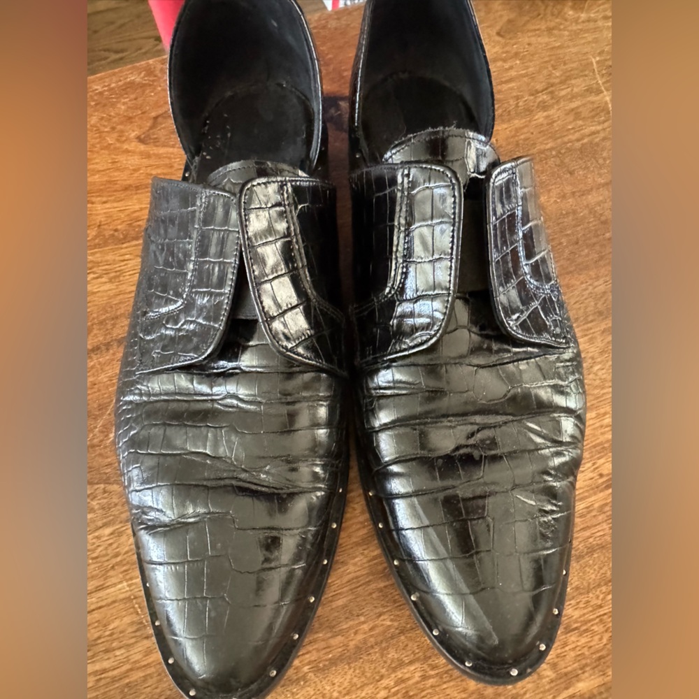 Freda Salvador Wear D'Orsay Oxford Black Crocodile Embossed Leather Womens shoe